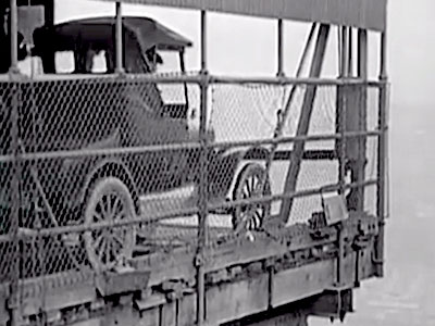 A Model T Runabout Roadster loaded onto the Monongahela Freight Incline in 1926